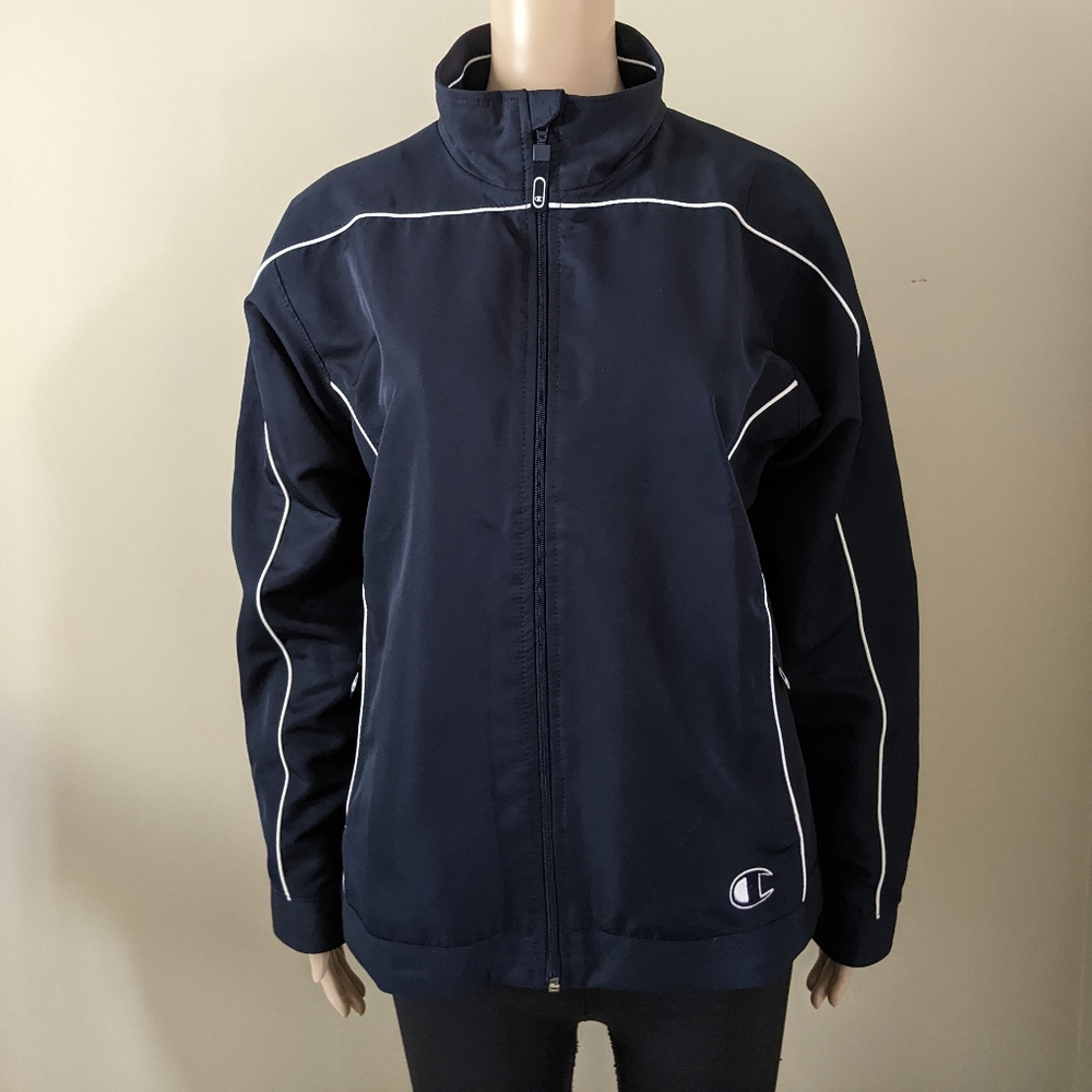 Vintage Champion Athletic black jacket, women's medium